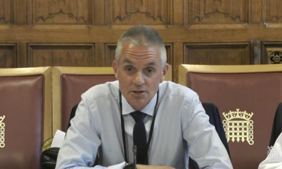 BBC director-general Tim Davie giving evidence to the Communications and Digital Committee in the House of Lords, London as part of its inquiry into the future funding of the broadcaster. Picture date: Monday May 23, 2022. (Photo by House of Lords/PA Images via Getty Images)