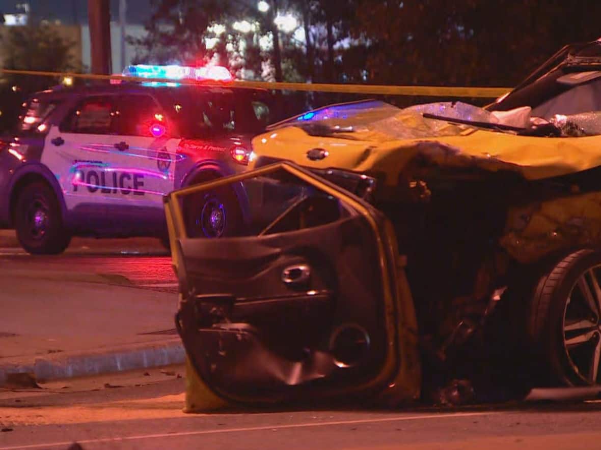 Three people were injured after a three-vehicle crash in Scarborough on Tuesday, Toronto police say. (CBC - image credit)