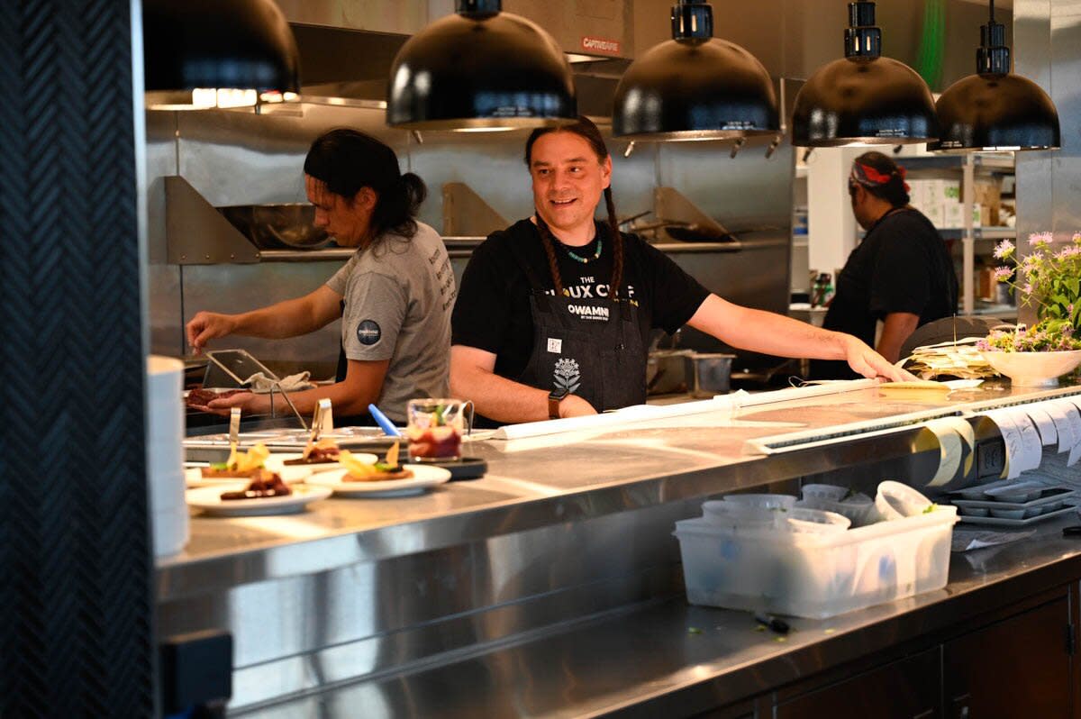 Chef Sean Sherman in the kitchen