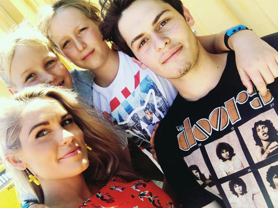 <span>Jessica with sons Seth, 18, Jett, 10, and Neo, 8. </span>Photo: Caters News