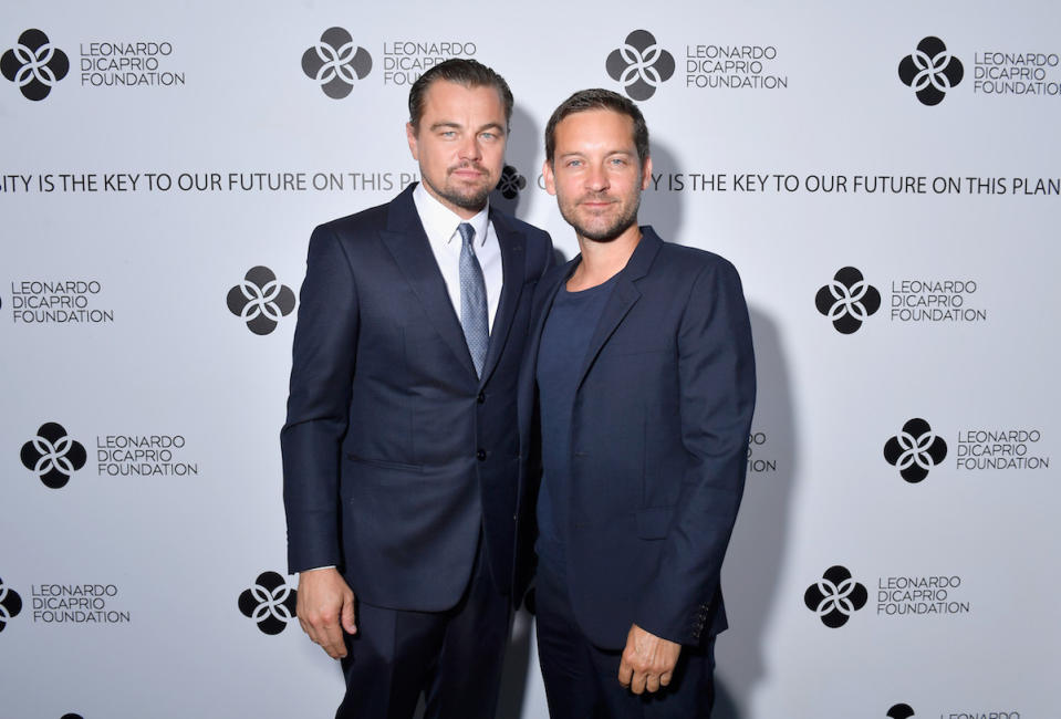 <p>The <em>Great Gatsby</em> co-stars are known for having one of the <a rel="nofollow" href="https://www.yahoo.com/movies/blogs/movie-talk/leonardo-dicaprio-tobey-maguire-bromance-25-years-162611521.html" data-ylk="slk:longest-running bromances;elm:context_link;itc:0;sec:content-canvas;outcm:mb_qualified_link;_E:mb_qualified_link;ct:story;" class="link  yahoo-link">longest-running bromances</a> in Hollywood. (Photo by Victor Boyko/Getty Images for LDC Foundation) </p>