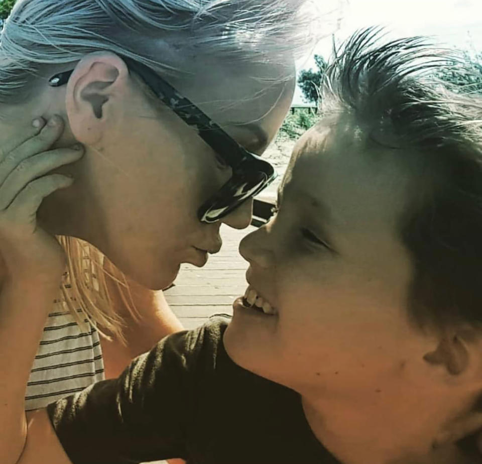 A photo of Jett Somerhayes-Nixon, 11, and his mum, Julia Somerhayes.