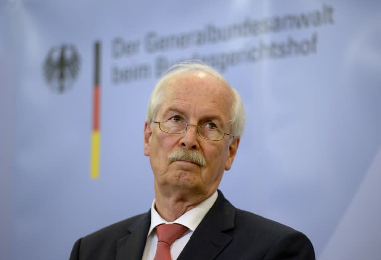 German Federal Prosecutor General Harald Range, pictured in Karlsruhe, Germany, on June 4, 2014, suspended a treason probe against Internet security bloggers that had sparked a storm of protest from journalist and politicians