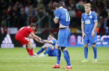 Dnipro Dnipropetrovsk v Sevilla - UEFA Europa League Final - National Stadium, Warsaw, Poland - 27/5/15. Dnipro's Yevhen Seleznyov looks dejected after the game Reuters / Stefan Wermuth