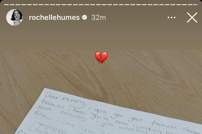 Rochelle's note from her daughter -Credit:Rochelle Humes Instagram