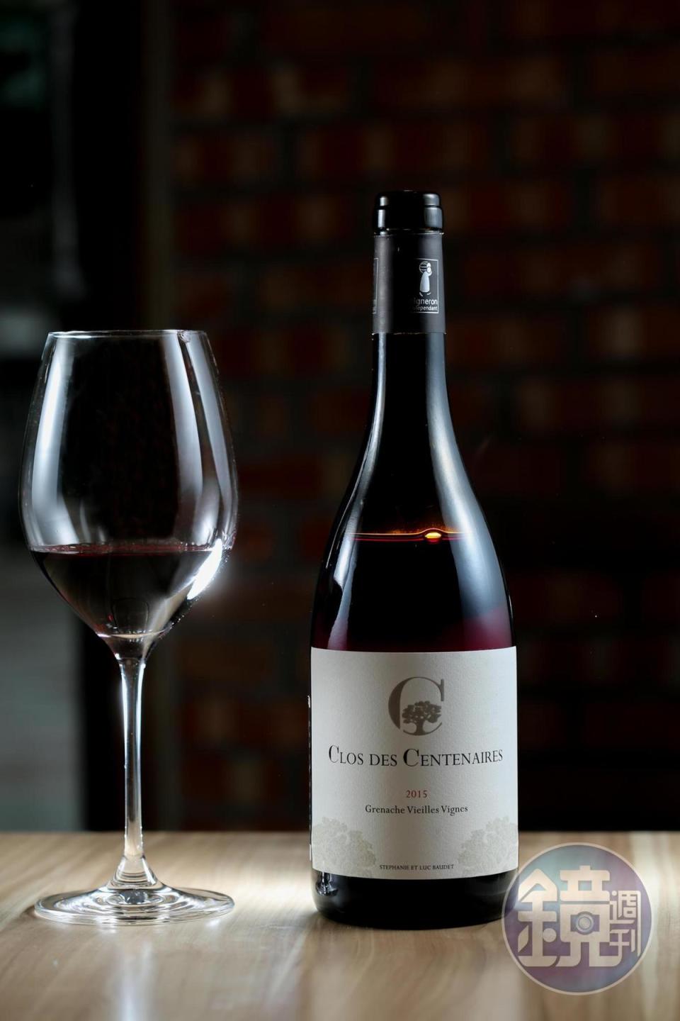 讓味蕾充滿小火花般驚喜的「Luc Baudet Clos du Centenaire Rouge VV, Rhone Valley, France 2015 」。(1,550元／瓶；775元／半瓶)