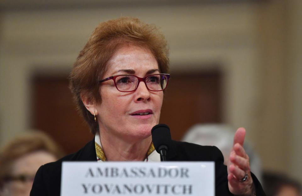 Former US Ambassador to the Ukraine Marie Yovanovitch testifies before the House Intelligence Committee as part of the impeachment inquiry into President Donald Trump, Nov. 15, 2019