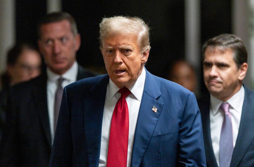 Former President Donald Trump arrives at Manhattan criminal court before his trial in New York, Tuesday, April 30, 2024.