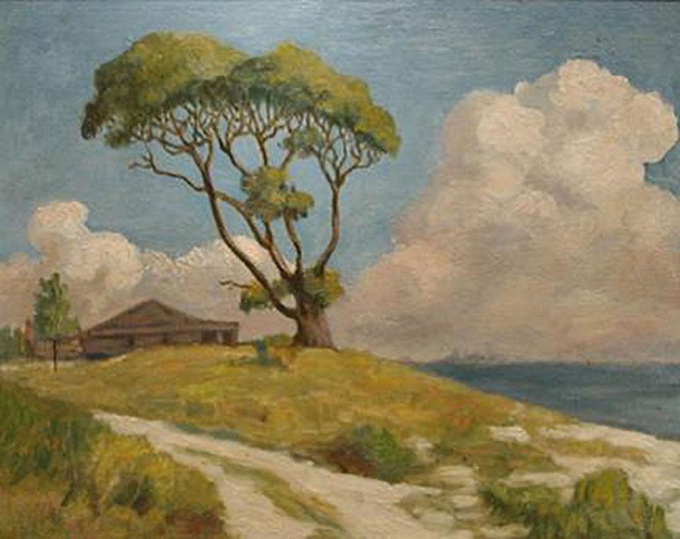 Elisabeth Chant's 1925, oil on canvas painting "Live Oak, Pelican Point."