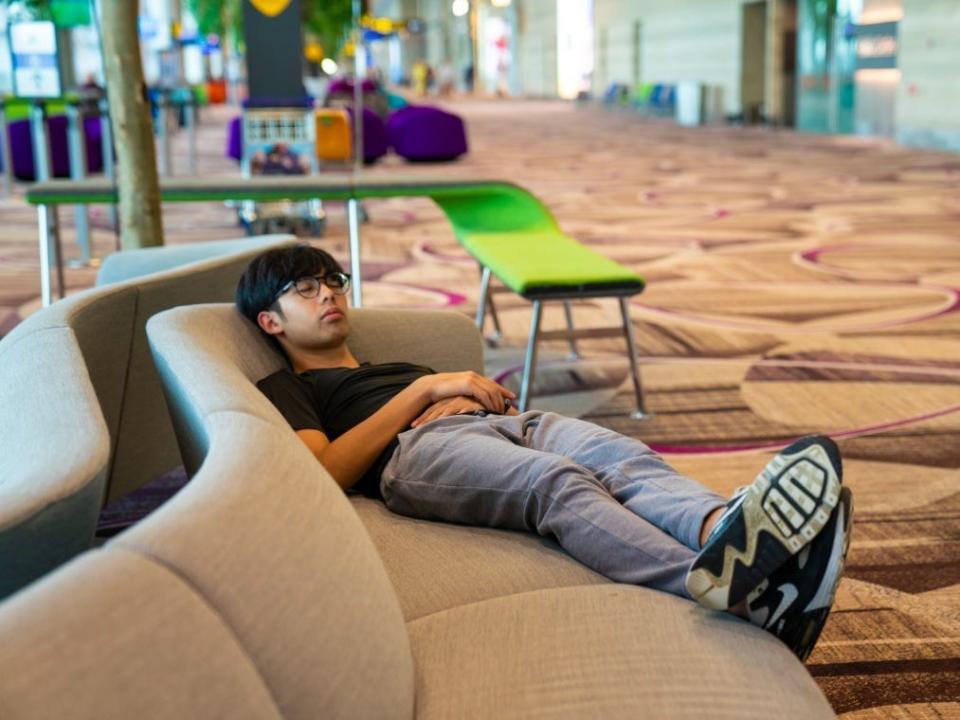 There are soft sofas in Terminal 4 to snag a nap.