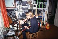 <p>Stewart Copeland of The Police creating music at his home in 1979.</p>