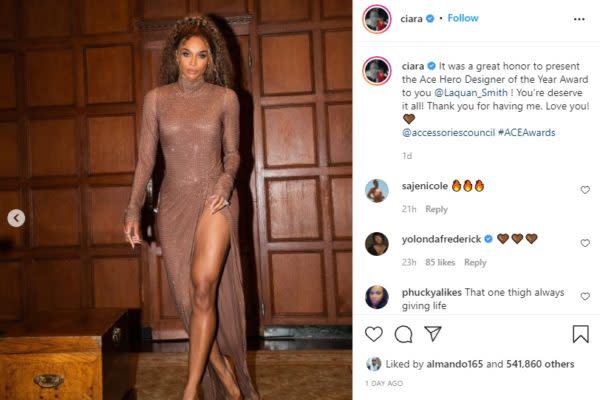 That One Thigh Always Giving': Ciara Wows Fans in a Sexy Dress