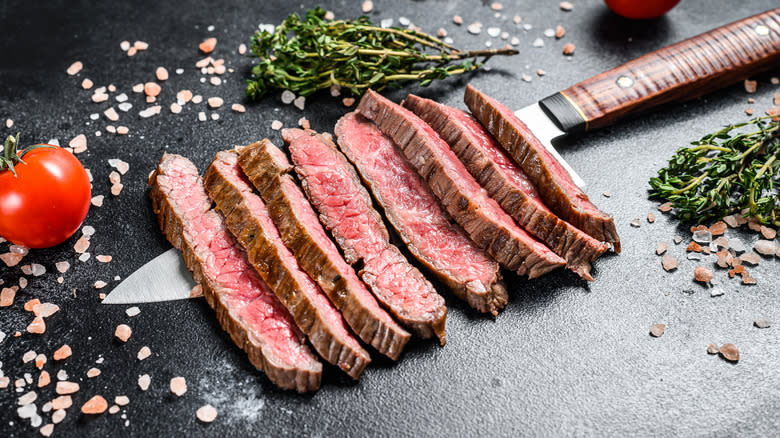 sliced flat iron steak