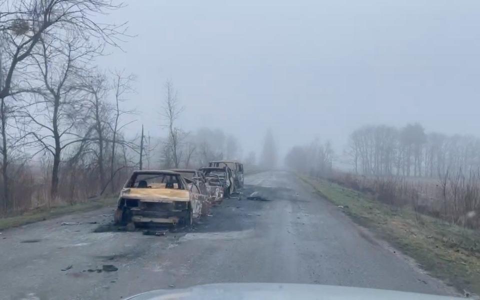 The entire convoy came under fire from Russian troops 