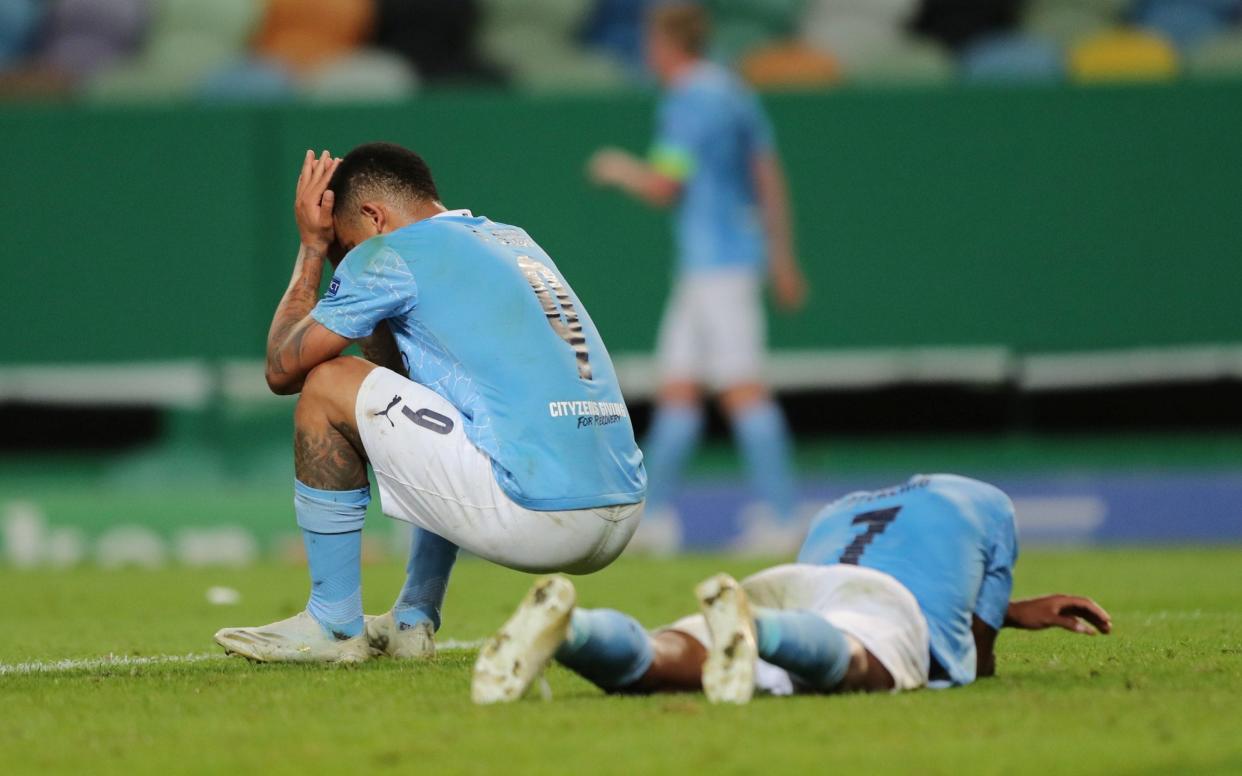 Manchester City's Gabriel Jesus and Raheem Sterling look dejected  - REUTERS