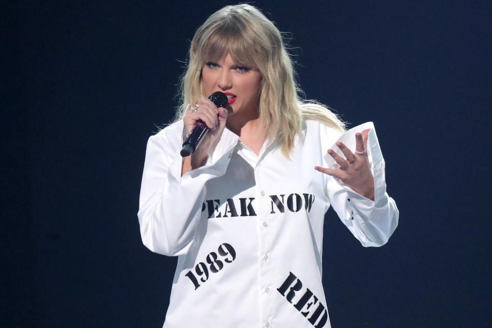 Taylor Swift performs during the 2019 American Music Awards on 24 November in Los Angeles, California: JC Olivera/Getty Images