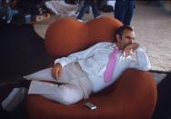 <p>Relaxing again on the set of <em>Diamonds Are Forever</em>. </p>