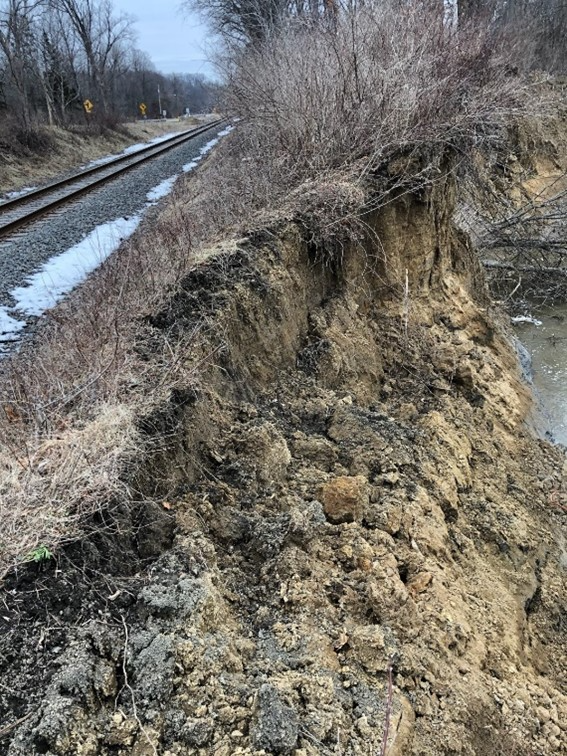 The Cuyahoga River near railroad tracks in CVNP in February.