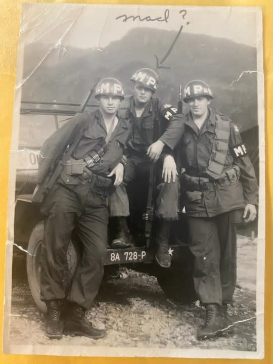 U.S. Army Private 1st Class Lawrence H. Williams, 22, of Norton pictured between 2 fellow MPs in Korea (courtesy DPAA)