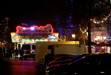 Police have evacuated a Christmas market and the surrounding area in the German city of Potsdam, near Berlin, Germany, December 1, 2017, to investigate a suspicious object. Reuters/Fabrizio Bensch