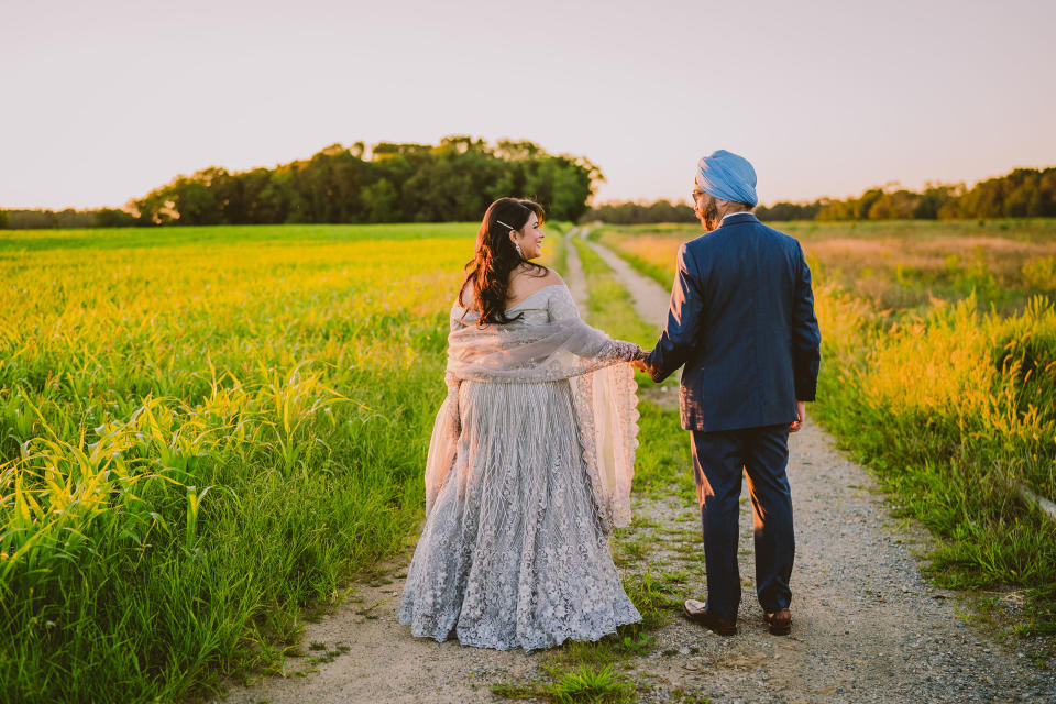 Rupam and Nitin at sunset before their wedding reception. (A.S. Nagpal Photography)