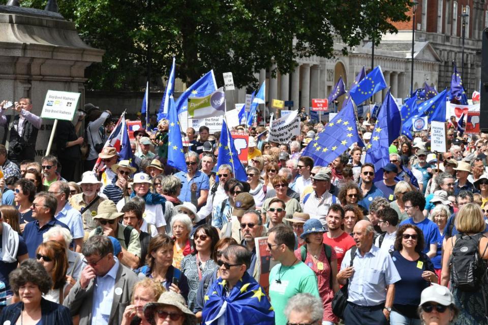 Crowds on Whitehall during a march earlier this year (PA)