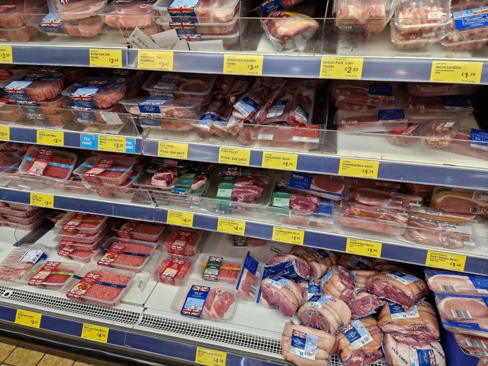 Packaged meat at UK Aldi
