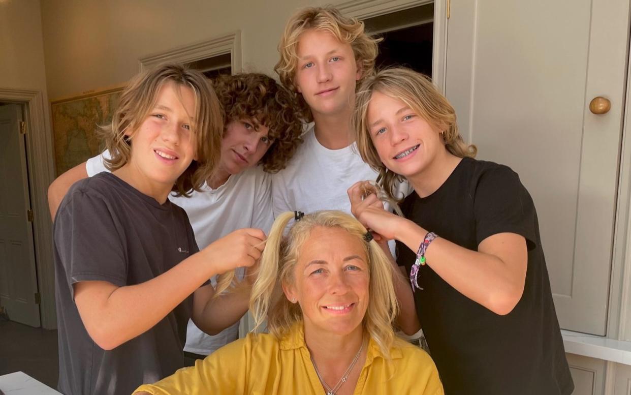 Beeny enlisted her sons Billy, Charlie, Raffy and Laurie, who range in ages from 11 to 16, to cut her hair ahead of her first chemo treatment in summer 2022