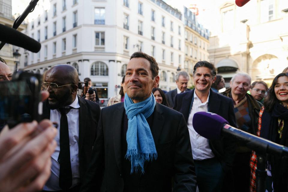 Jean-Baptiste Andrea, ici à la remise du prix Goncourt 2023, devant le Drouant, à Paris.