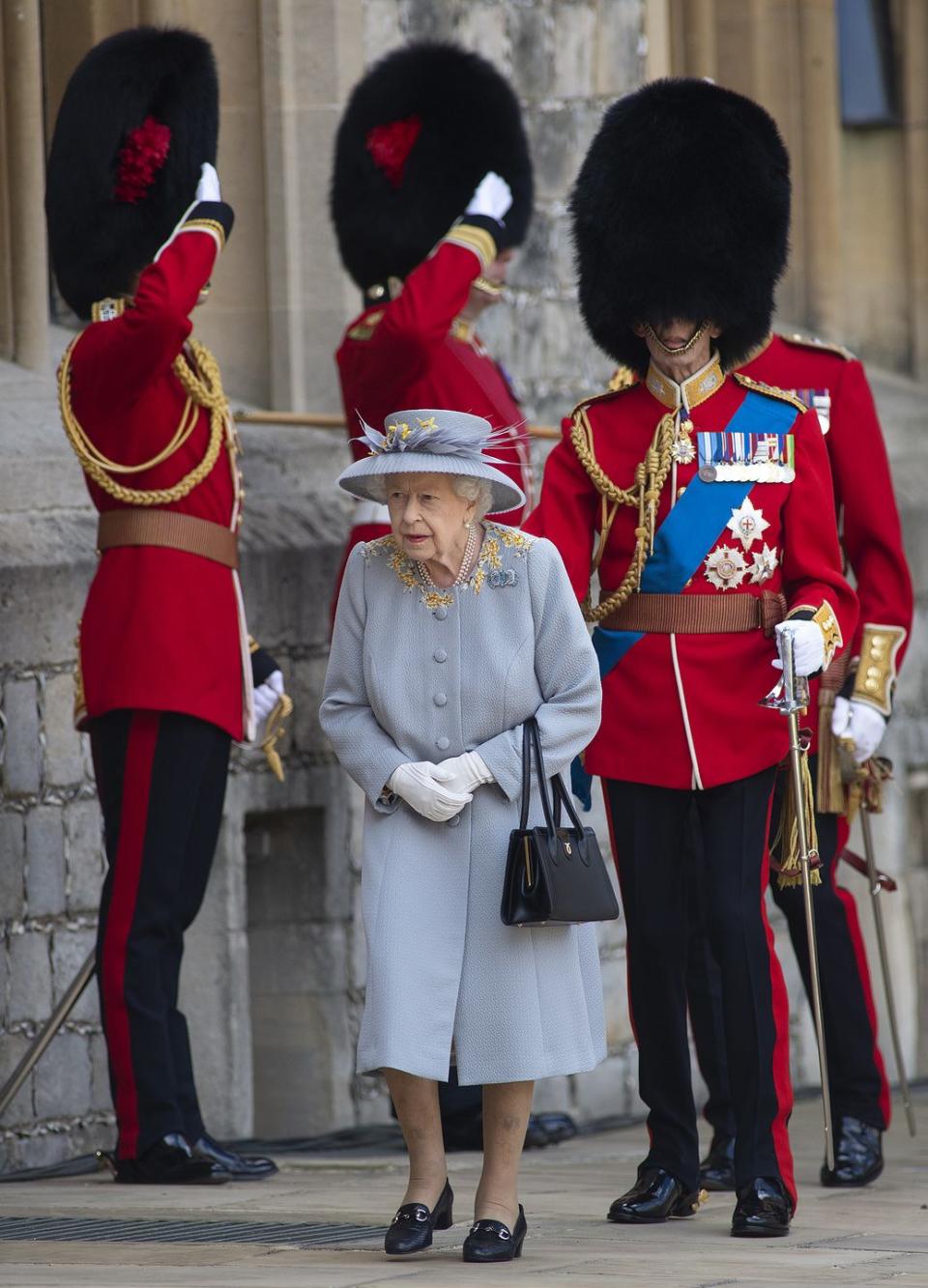 <p>Following the death of Prince Philip, <a href="https://www.townandcountrymag.com/society/tradition/g36662901/queen-elizabeth-trooping-the-colour-2021-photos/" rel="nofollow noopener" target="_blank" data-ylk="slk:the Duke of Kent has been by Queen Elizabeth's side during the annual Trooping the Colour;elm:context_link;itc:0;sec:content-canvas" class="link ">the Duke of Kent has been by Queen Elizabeth's side during the annual Trooping the Colour</a>. Here, the two cousins are pictured during the scaled-back 2021 event. The Duke is Colonel of the Scots Guards. </p>