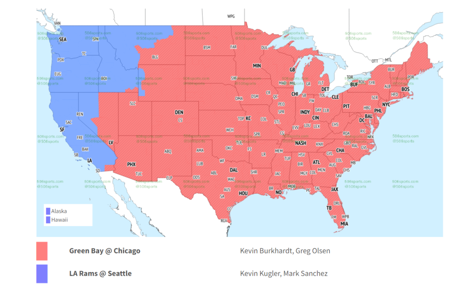 TV broadcast map for Packers vs. Bears in Week 1 of 2023 season Yahoo