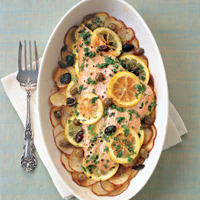 Wild Salmon and Potato Casserole with Citrus-Herb Vinaigrette