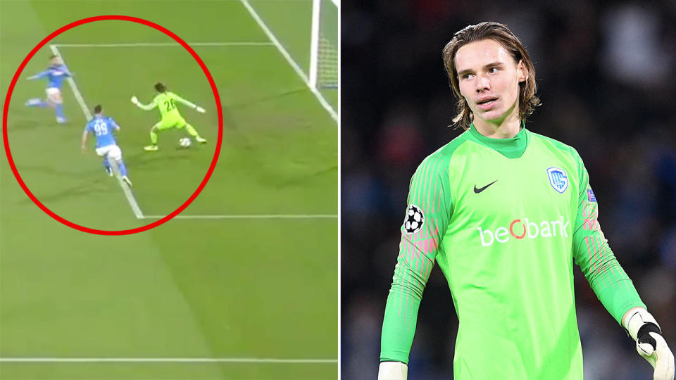 Maarten Vandevoordt made a horrible mistake after becoming the youngest keeper in Champions League history.
