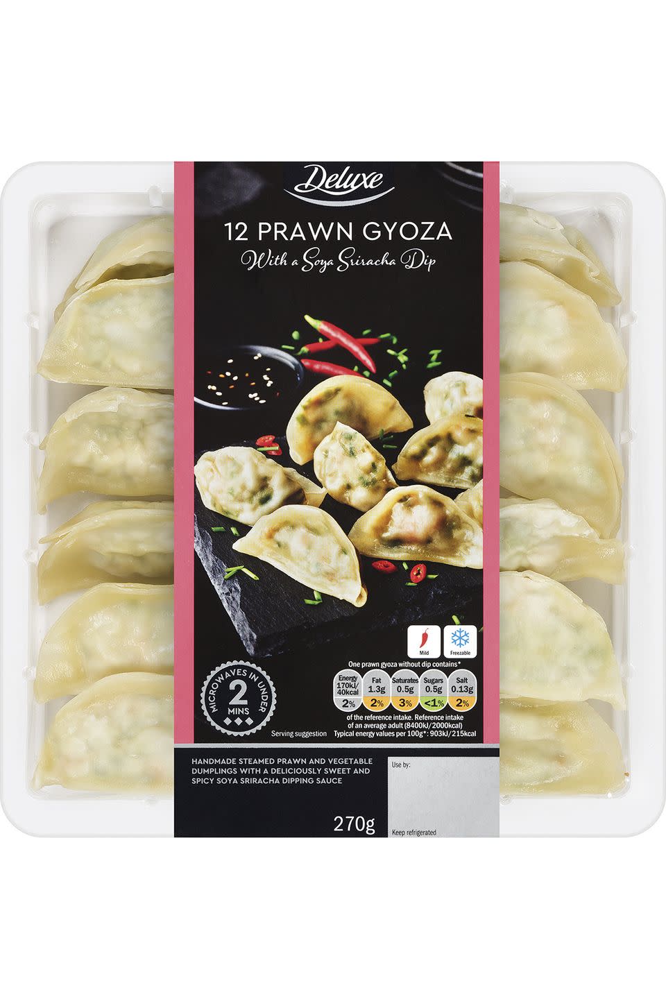 <p>These pale but generously filled large gyoza dumplings are served with a rich, fruity and smokey-smelling dip with a hint of sesame oil. The gyoza filling smells rich and savoury with lots of spring onion and comes packed with sweet onion and juicy prawn filling. Whilst we found the wrappers a little chewy, the sauce really cut through the dumplings. These are too large for one bite so would be perfect on a buffet.<br></p><p><strong><a class="link " href="https://www.lidl.co.uk/" rel="nofollow noopener" target="_blank" data-ylk="slk:AVAILABLE IN STORE ONLY;elm:context_link;itc:0;sec:content-canvas">AVAILABLE IN STORE ONLY</a> Lidl,</strong> <strong>£2.99 for 270g</strong></p>