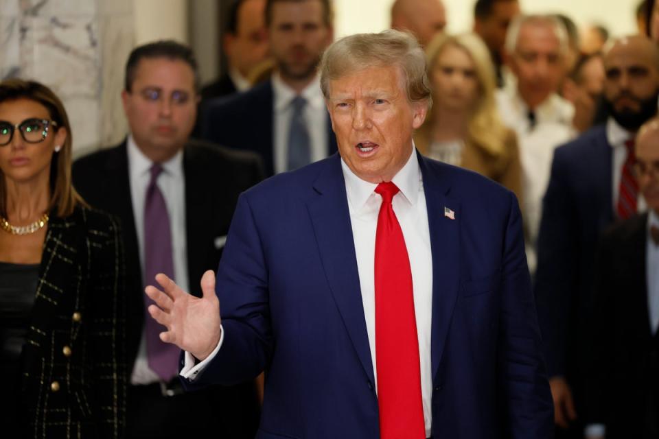 Trump’s civil fraud case came to a close on Thursday and faces a potential from doing buisness in New York (Getty Images)