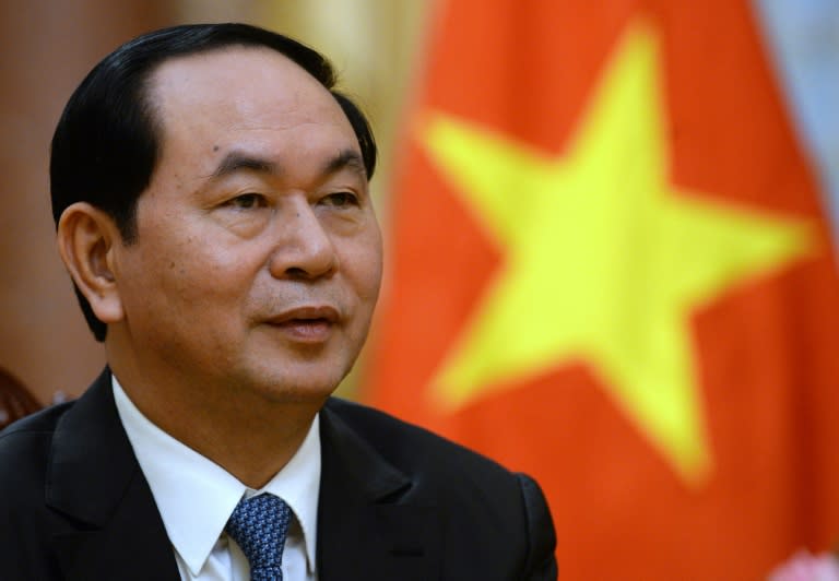 Vietnamese president Tran Dai Quang speaks during an interview with AFP at the presidential palace in Hanoi on August 24, 2016