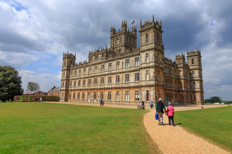 England, Hampshire. 2 May 2017. Highclere Castle. Jacobethan style country house, seat of the Earl of  Carnarvon.  Setting of Downton Abbey.