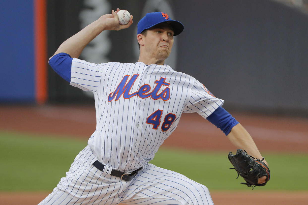 Mets pitcher Jacob deGrom is on the block, but it would take a lot for the team to move him. (AP Photo)