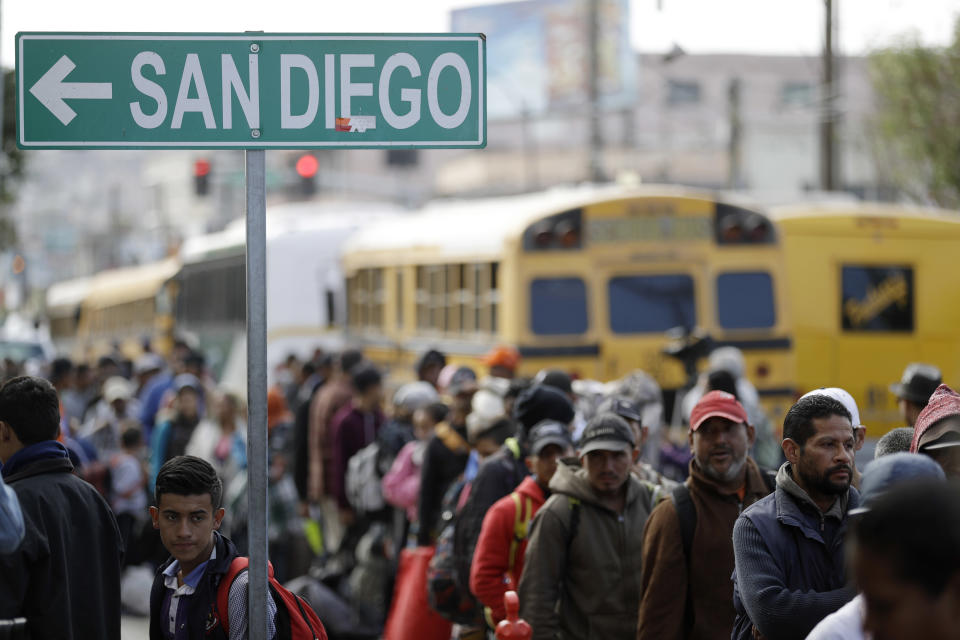 Migrant caravan arrives at U.S.-Mexico border