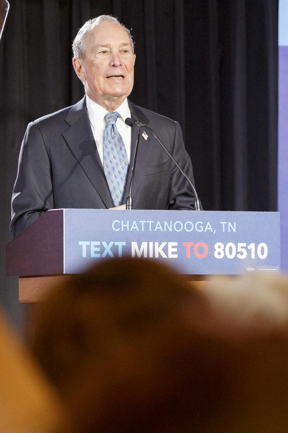 Democratic presidential candidate Mike Bloomberg speaks during a rally at the Bessie Smith Cultural Center, Wednesday, Feb. 12, 2020, in Chattanooga, Tenn. (C.B. Schmelter/Chattanooga Times Free Press via AP)