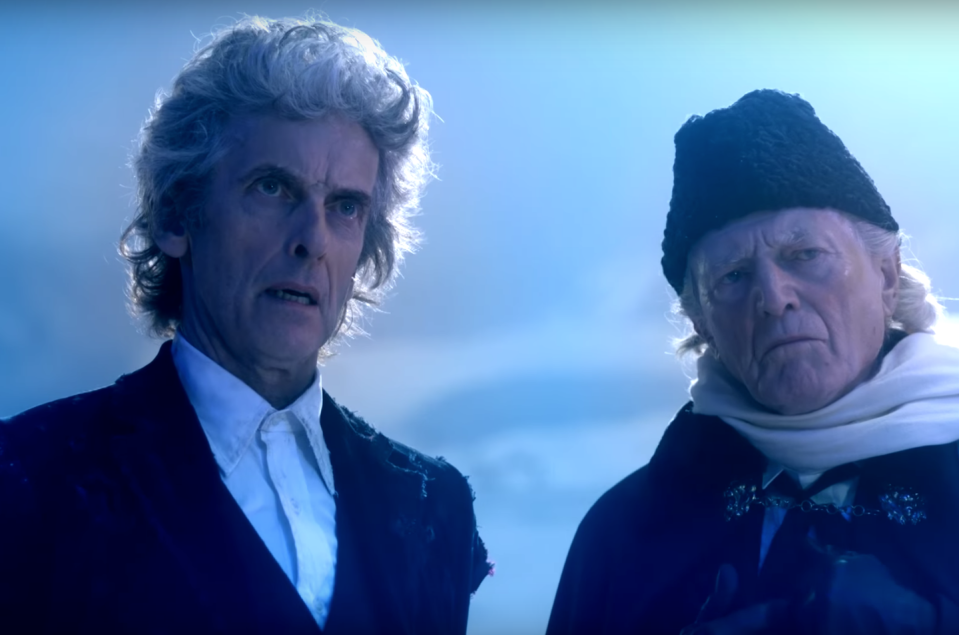 peter capaldi and david bradley, doctor who 2017 christmas special