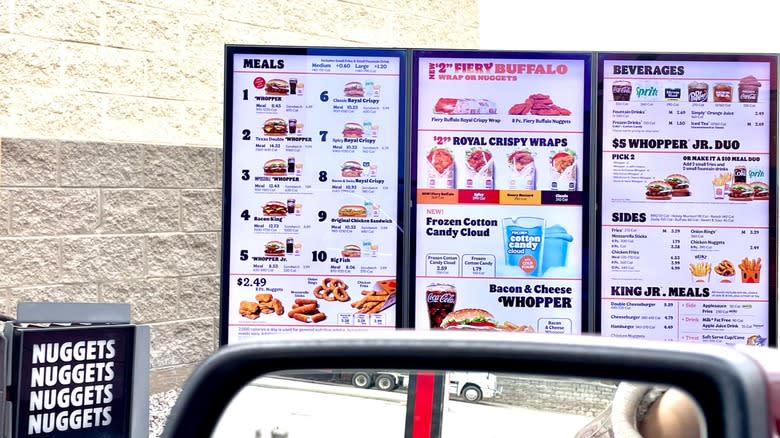 burger king drive thru menu