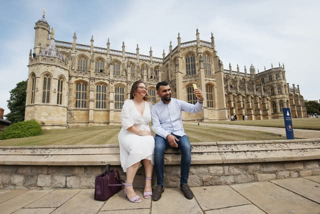 Visitors take a selfie at Windsor Castle 