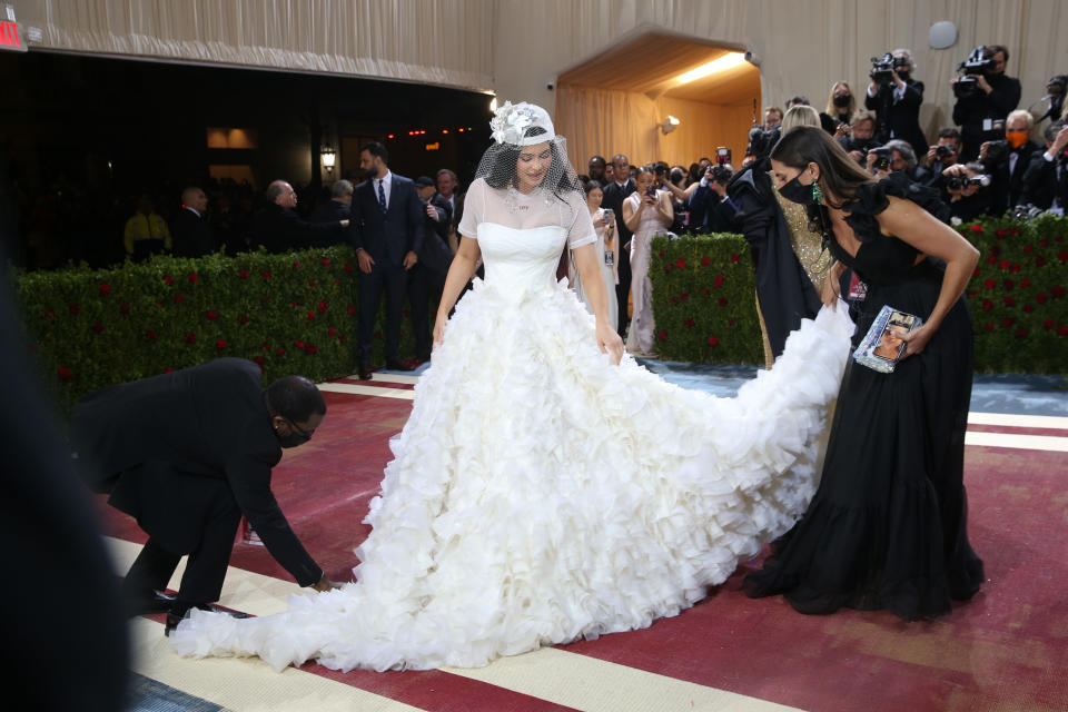 Kylie Jenner in Off-White at the 2022 Met Gala - Credit: Lexie Moreland/WWD