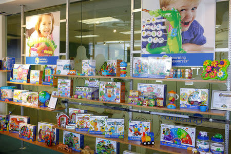 Toys 'R' Us vendor Learning Resources toys are displayed at the warehouse in Vernon Hills, Illinois, U.S., March 16, 2018. REUTERS/Joshua Lott