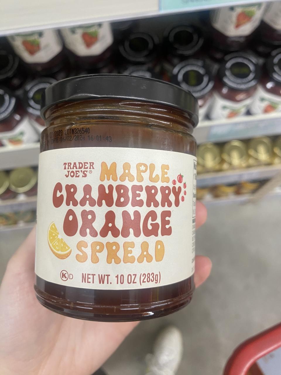 a jar of maple cranberry orange spread