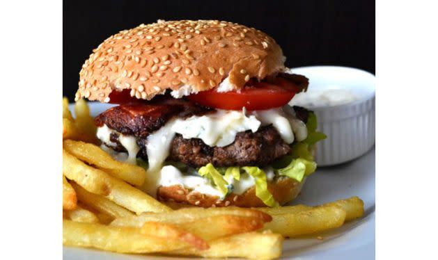 Gorgonzola and bacon burger