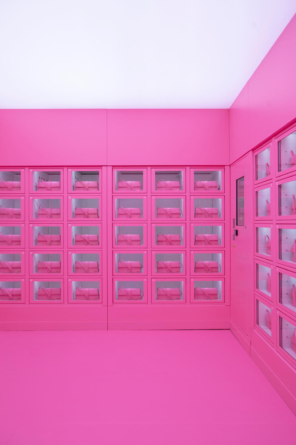 Ninety automated lockers will be available 24 hours a day until midnight on Dec. 5, offering the new “Bambino Long” bag and a selection from the Pink 2 holiday capsule. - Credit: Yoann et Marco / Courtesy of Jacquemus