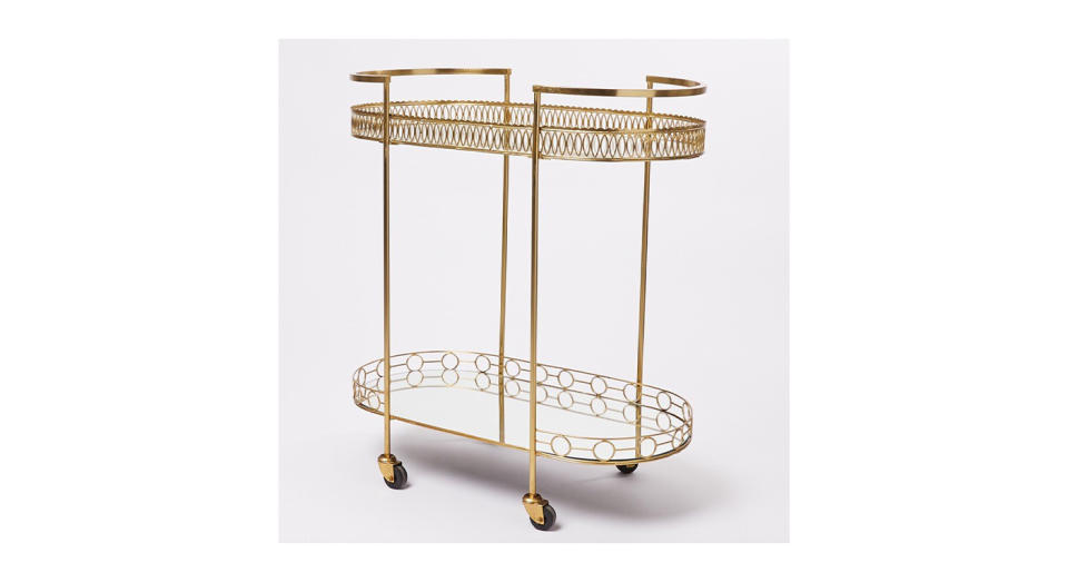 Lida Gold Metal & Glass Bar Trolley
