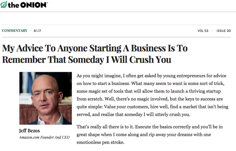 Jeff Bezos, The King Source: the Onion